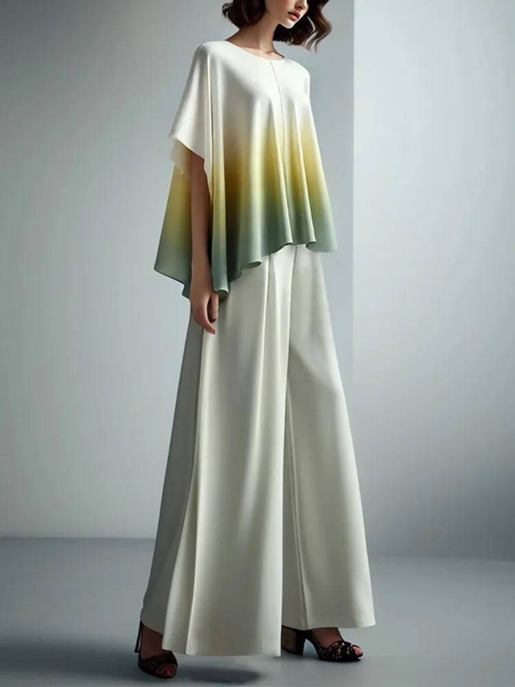 Missuoo-Camiseta informal de manga corta con cuello redondo para mujer, camisas plisadas de Color degradado, Tops elegantes de verano para mujer 2025