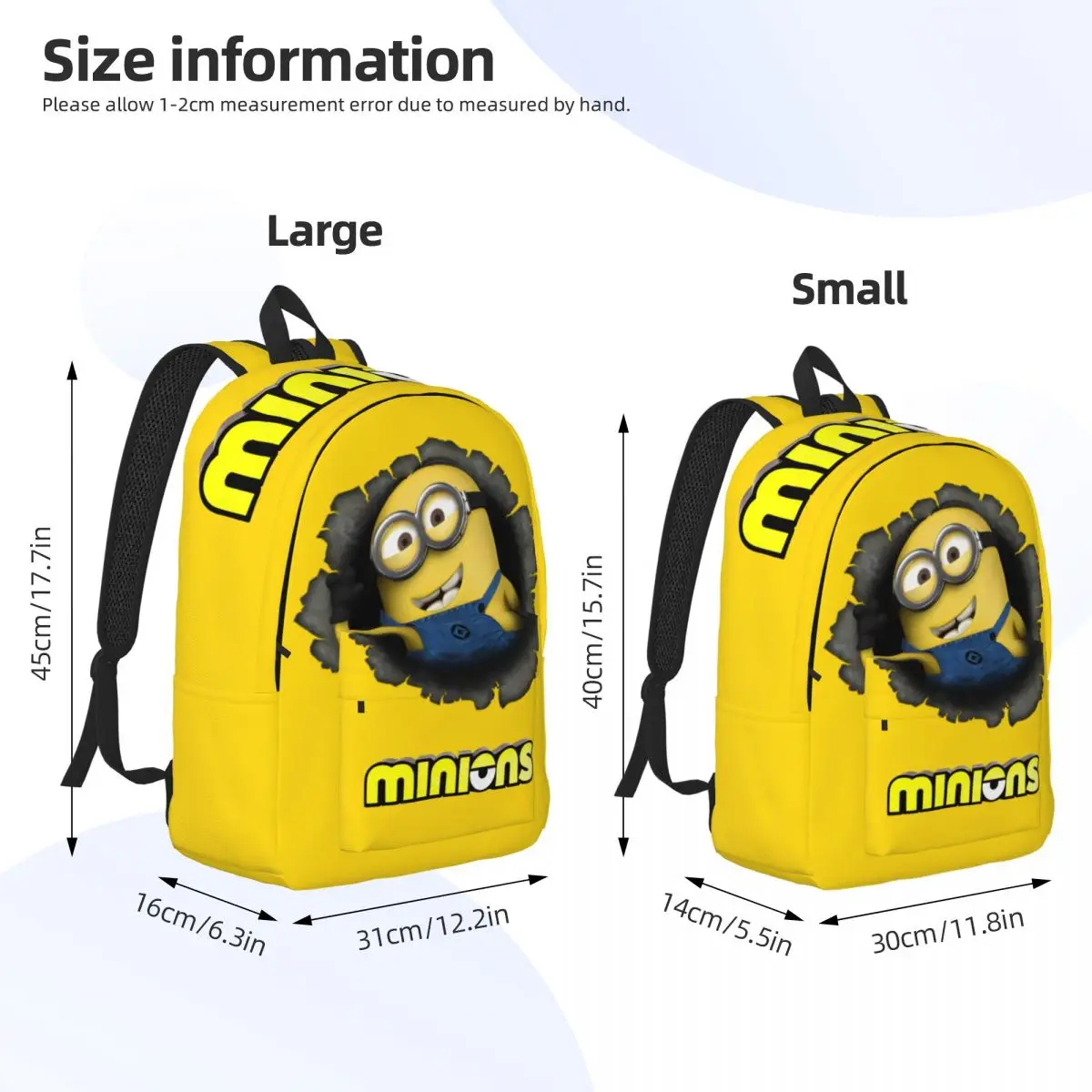 Tas tangan Film komedi Top Minion kerja kantor portabel uniseks Ransel Retro dapat dicuci hadiah ulang tahun sekolah