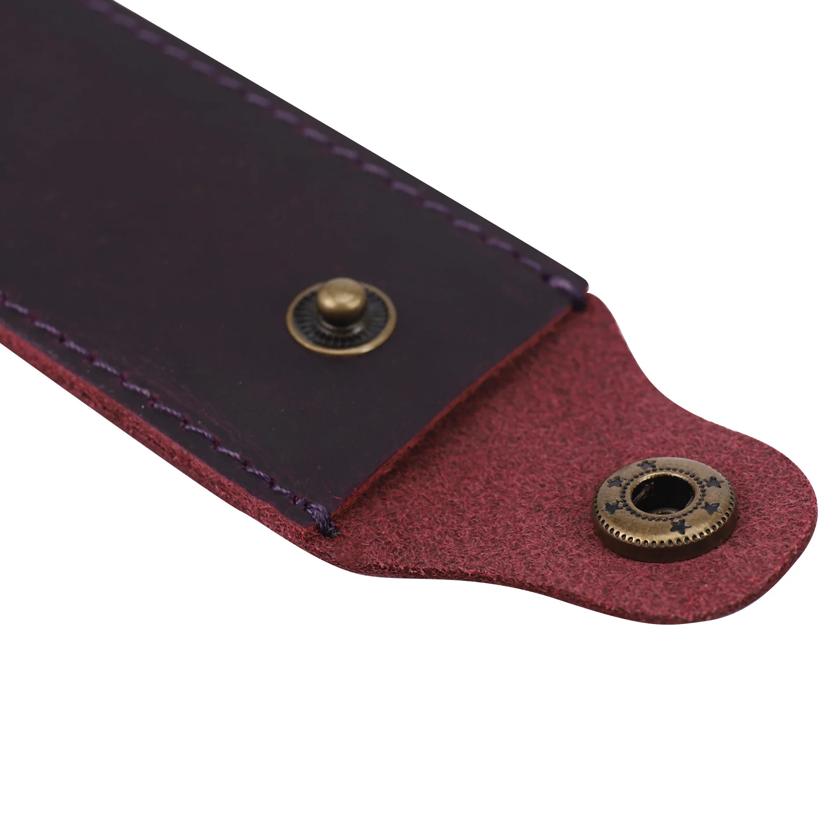 Ingenious-Genuine Leather Pen Pouch Holder Single Pencil Bag Pen Case With Snap Button For Rollerball Fountain Ballpoint Pen