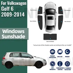 For Volkswagen VW Golf 6 MK6 2009-2014 Golf6 Magnetic Car Sunshade Visor Front Rear Windshield Curtain Side Window Sun Shade