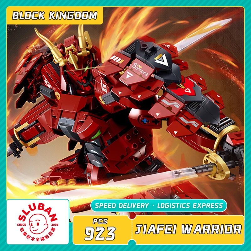 Technical Mecha Bricks Robot Building Blocks Red Samurai Figure Heavy Armored Mech Model Birthday Gift Toys For Boys Adult