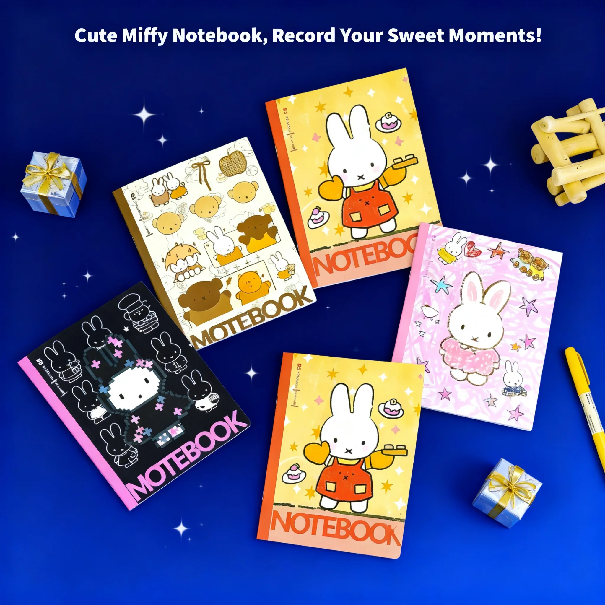 

Miffy Kawaii Cartoon B5 Notebook Ins Style Graffiti Cute Handbook Office Student Message Gift Toy for Girl