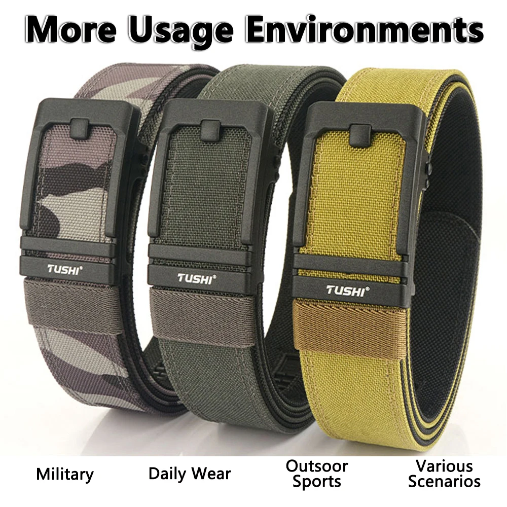 TUSHI Harter Gürtel Militärgürtel für Männer Robustes Nylon Metall Automatische Schnalle Polizei Taktischer Gürtel Outdoor-Gürtel IPSC-Zubehör – Detail 2