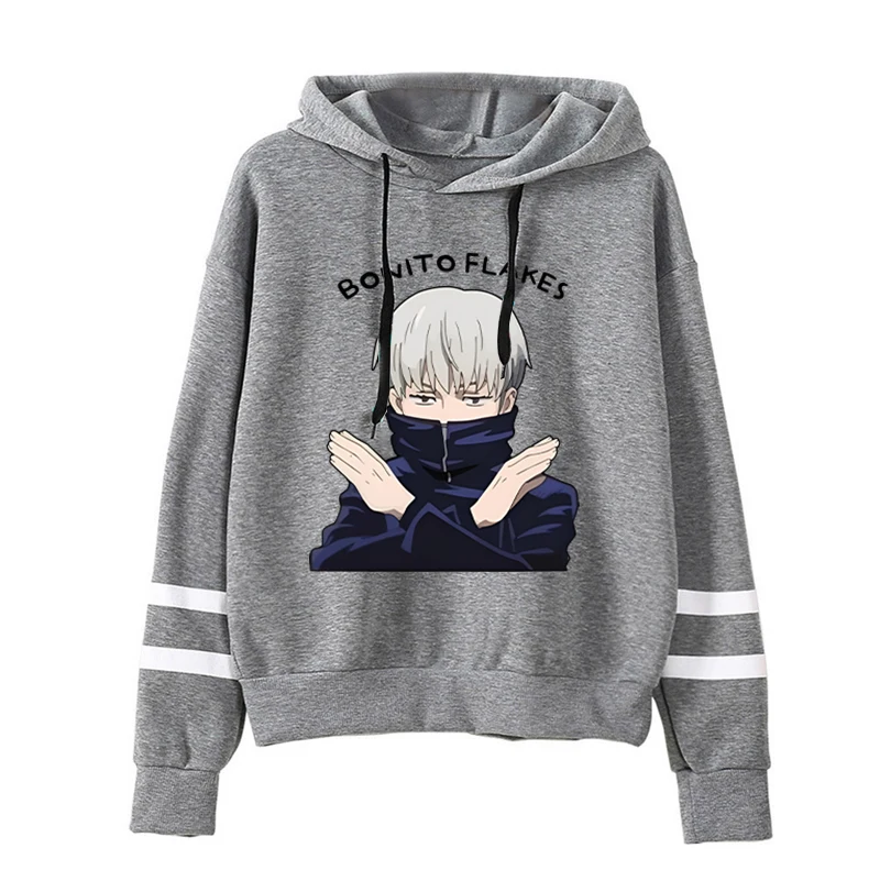 New Anime Inumaki Toge Printed Hoodies Men Women Fashion Casual Long Sleeve Hoodie Stripe Pullovers Outdoor Sweatshirts