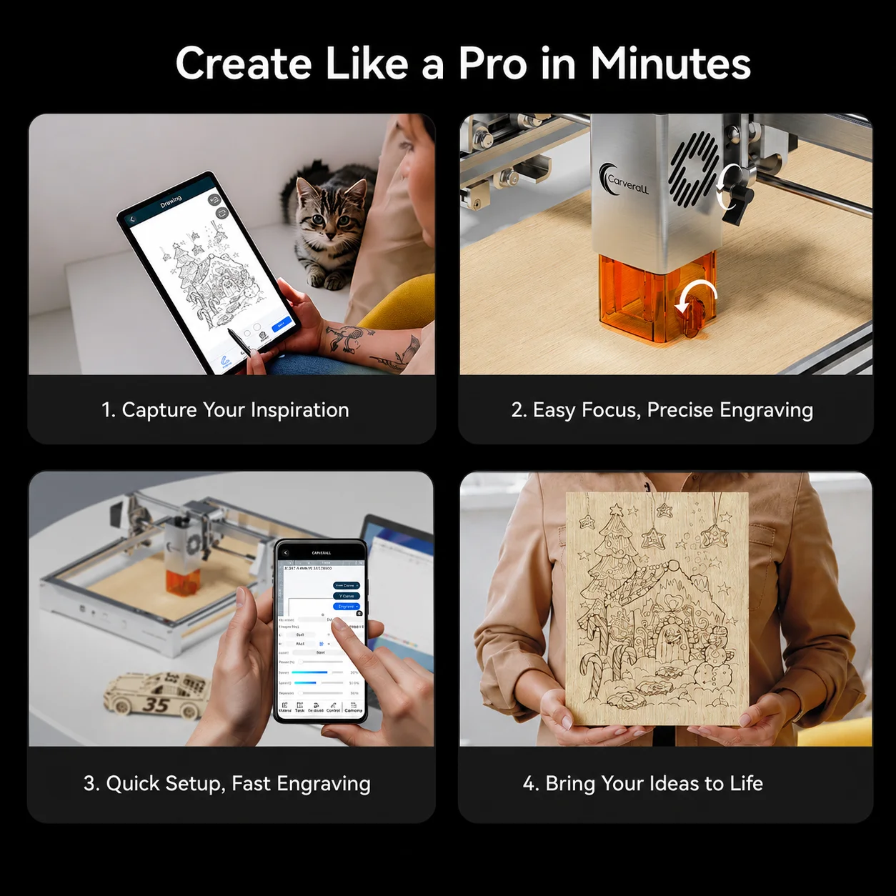 Carverall K15 Pro Laser-Gravier- und Schneidemaschine, Smart DIY-Tool, Anfängerfreundlich, mit kostenloser Software für Telefon- und PC-Nutzung, ideal für Kleinunternehmen – Detail 11