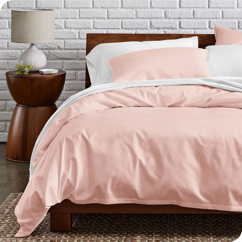 100% Organic Cotton Full/Queen Duvet Cover Set - Crisp Percale Weave - Lightweight & Breathable - Cooling Duvet Cover