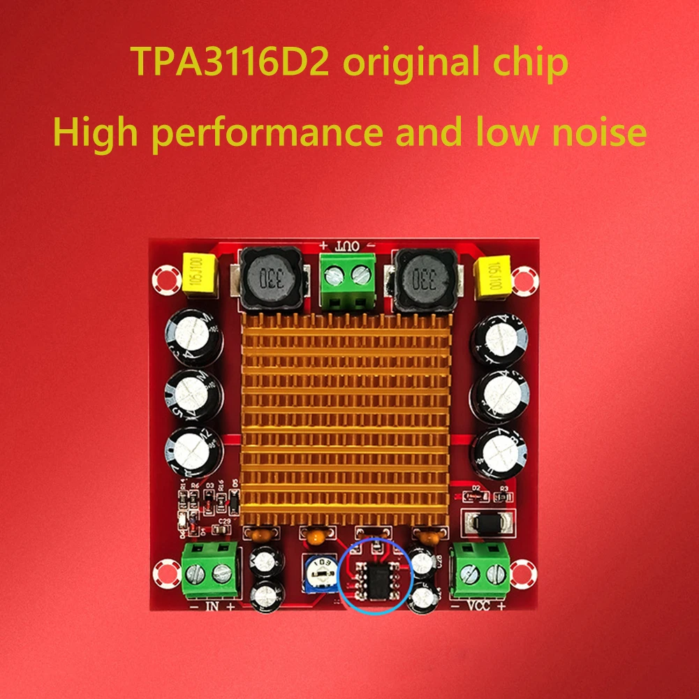 XH-M544 Power Amplifier Board 150W High-power TPA3116DA Digital Power Amplifier Board Module DC 12-26V Radiator for Home Theater