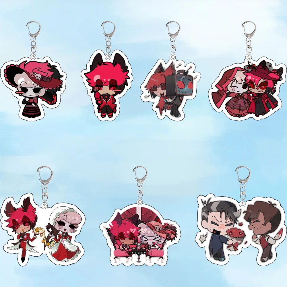 

For Hazbin Hotel Alastor Vox Charlie Morningstar Acrylic Keychain Cartoons Backpack Pendant Decoration Anime Peripheral Gift
