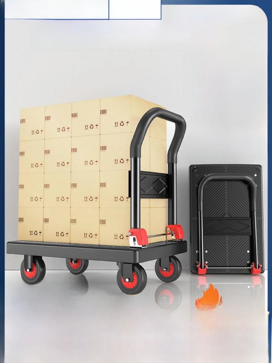 new-portable-hand-pulled-cargo-flatbed-quiet-moving-truck-home-lightweight-convenient-noise-free-storage-organizer-cart