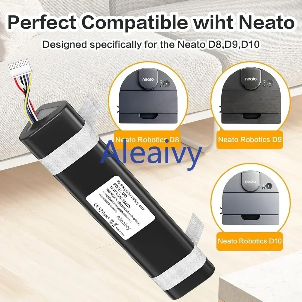 Batterie pour aspirateurs Neato, 14.4V, 6500mAh, D8, D9, D10,945-0356,945-0373,905-0596, D3, D4, D5, D6, D7, 945-0225,205-0011
