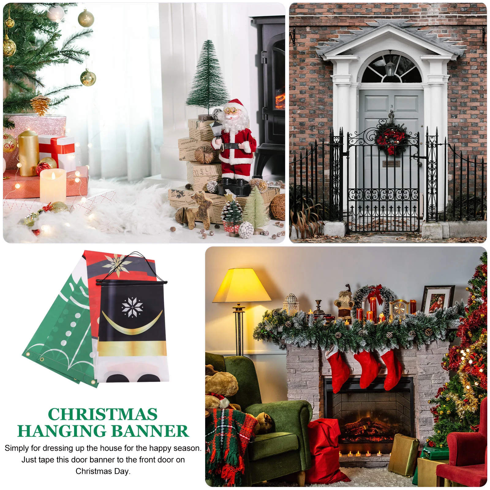 Front Door Nutcracker Christmas Couplets Curtain Flags Outdoor Decoration Oxford Cloth Decorative Hanging Banner