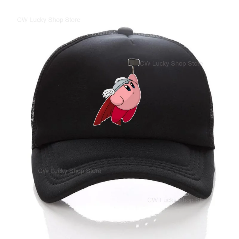 Kirby Cute Anime Baseball Cap Cartoon Outdoor Sport Caps Fashion Men Women Adjustable Sunshade Hat Casual Mesh Hip Hop Hats
