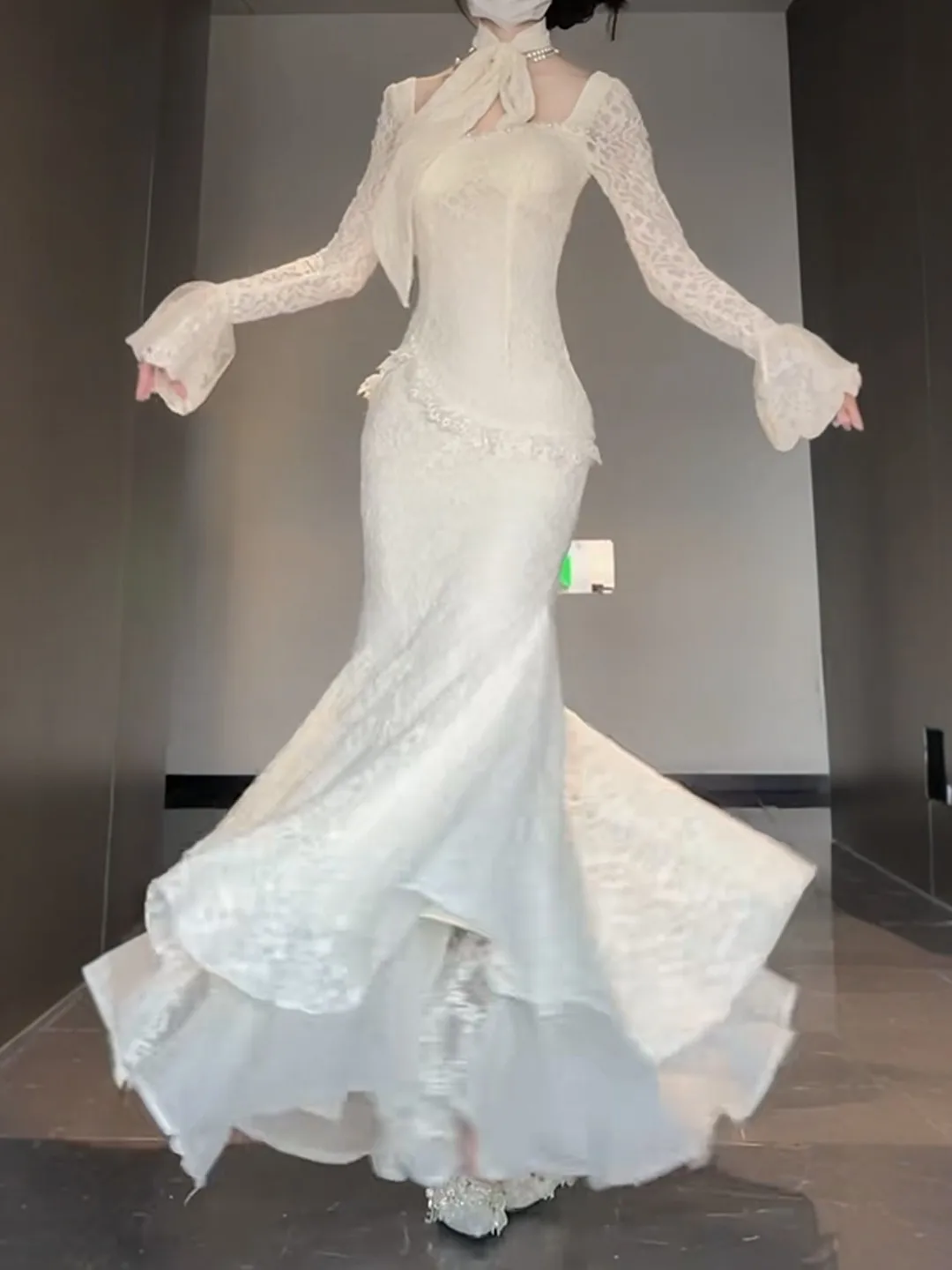 

Ele Lace Fi Tail Dr Сексуальная облегающая мягкая юбка с запахом и запахом Long Sve Spring Cotton Busin Ci Casual Tour