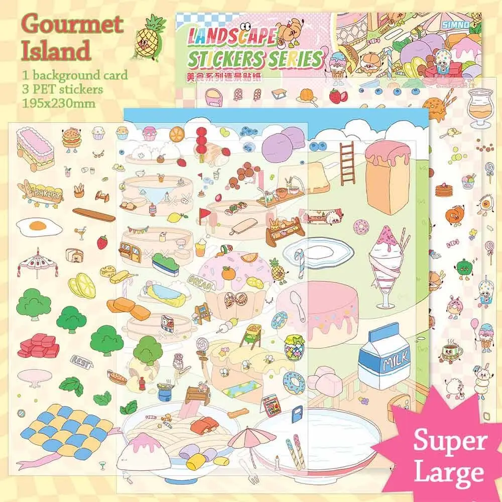 Street View Series Miniature Collection Stickers Scrapbooking Material Cartoon Landscaping Stickers Visual Stacking