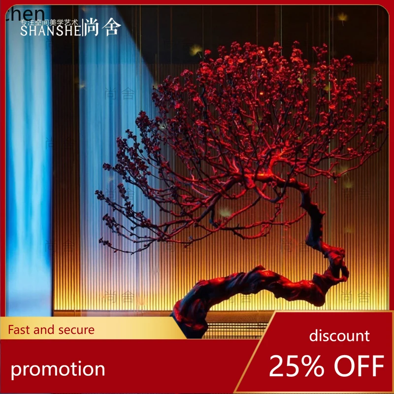 

HT simulation red modeling tree plum blossom landscape tree indoor green plant landscaping fake tree floor ornament