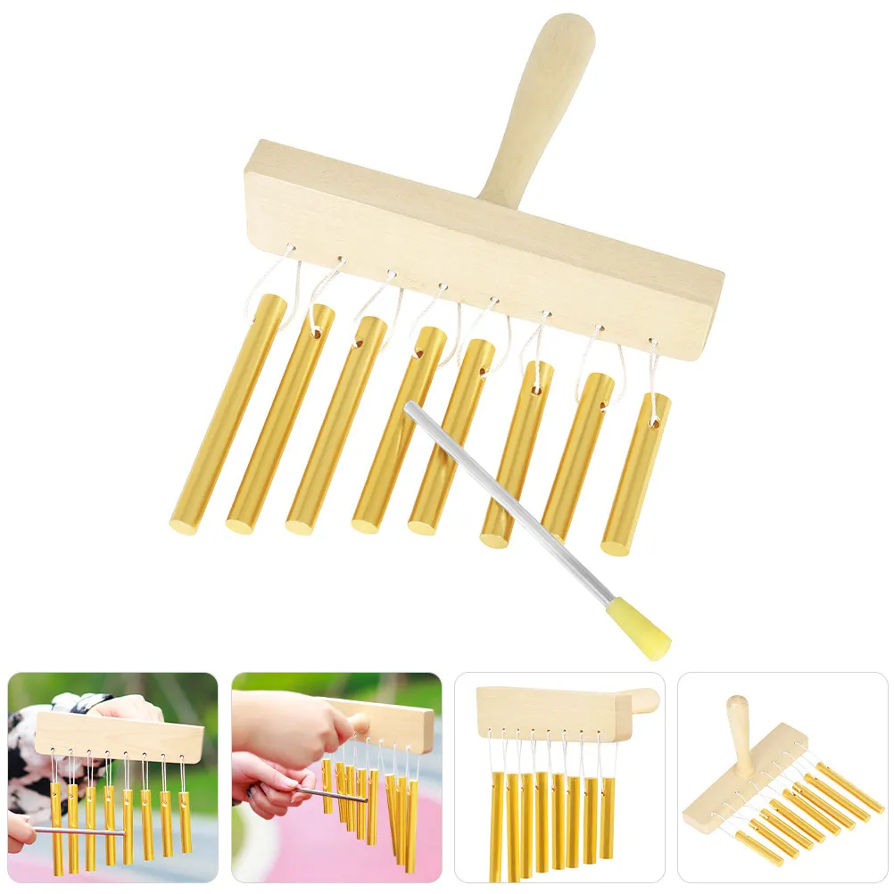 

Набор из 8-тонных алюминиевых ветряных колокольчиков-перкуссии для детского музыкального образования, конструкция из массива дерева и металла