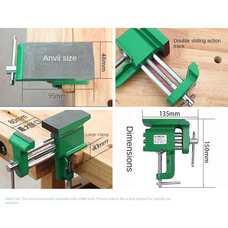 Bench Vise With Anvil Small Household Table Vise Flat Knocking Flat-Nose Pliers Multi-Functional Clamp Handmade Diy Tool