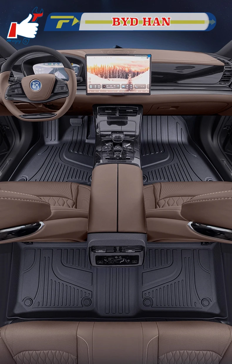 

Автомобильный коврик с левым рулем для BYD HAN DM-i EV 2025, полностью окруженный коврик для ног, напольный коврик, напольный ковер, водонепроницаемый коврик