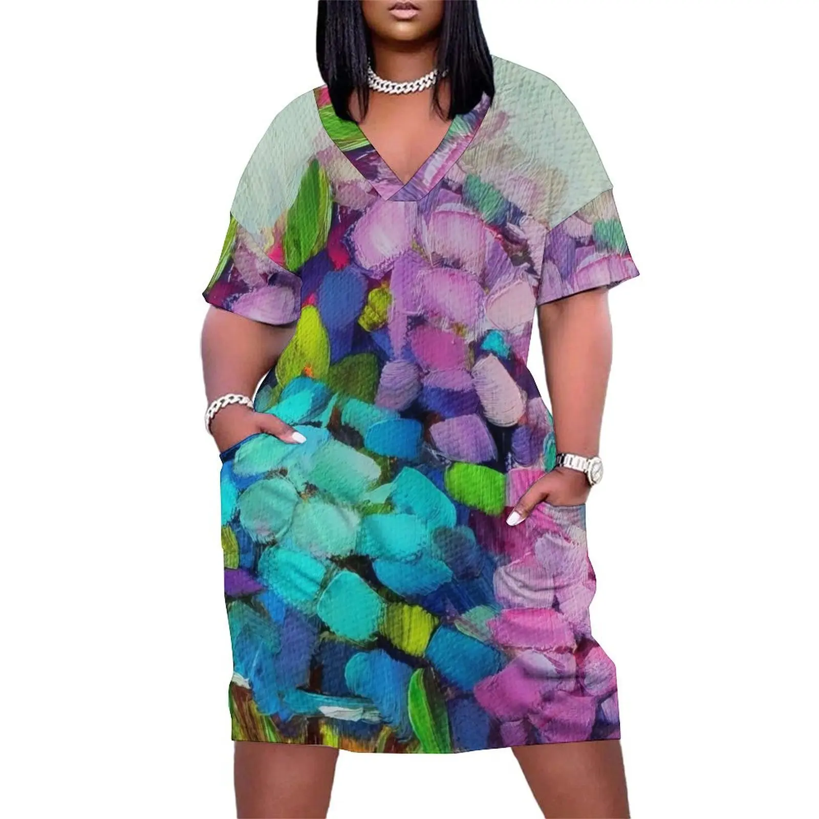 

Blue and lavender hydrangeas in a glass vase Loose Pocket Dress dresses for woman 2025 summer outfits for women 2025 sexy dress