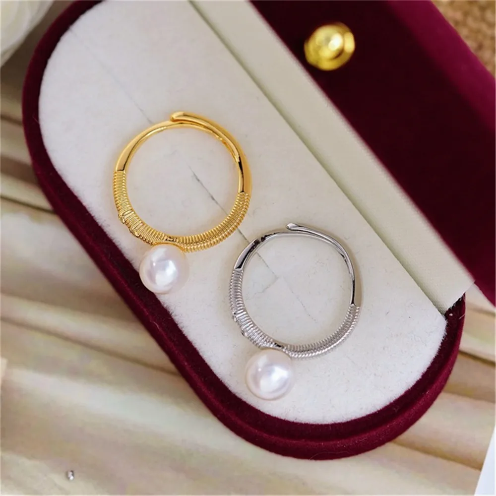 DIY Pearl Accessories 18K Bag Gold Copper Thick Gold Plating Wire Drawing Process Double Zircon Ring Work in Progress Gold Silve