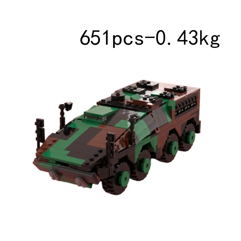 Zestaw klocków konstrukcyjnych MOC-651pcs Tank DIY, małe elementy, model do składania, zabawka-puzzle, prezent, ozdoba.