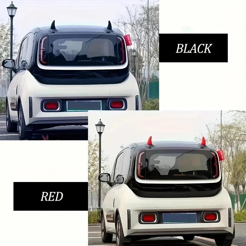 

2PCS Car Roof Decoration 3D Devil Horn Stickers Auto Truck Elasticity Ornaments Ornaments Anti Collision Protector Decals