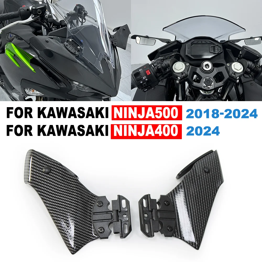 

FOR KAWASAKI NINJA 500 2024 NINJA 400 2018-2024 Motorcycle Adjustable Rotating Side Wing Spoiler Rearview Mirror Fixed Wing Kit