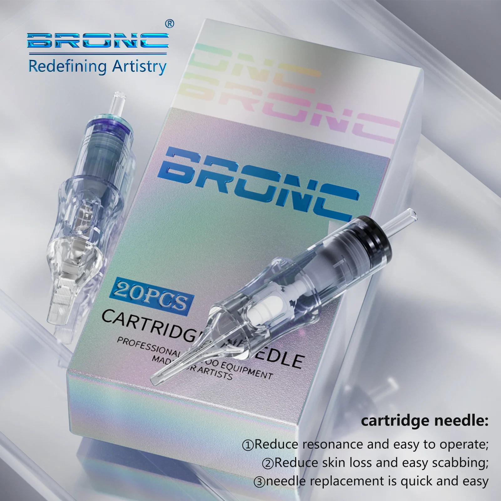 

BRONC Tattoo Cartridge Needle Pro 20PCS RL/RS/RM/M#10#12 Round Liner Disposable Sterilized Safety Makeup Permanent Tattoo Needle