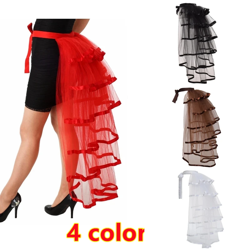 

Women Punk Puffy Ruffle Tutu Bustle Skirts 2023 New Sexy Steampunk Cocktail Party Tie-on Overskirt Gothic Tulle Skirt for Female