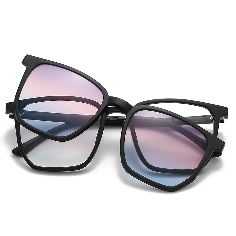 VCKA 6 In 1 Myopia Polarized Sunglasses Big Frame Glasses Men Women Gradient Clip Magnet  Custom Prescription Eyewear -0.5 to-10