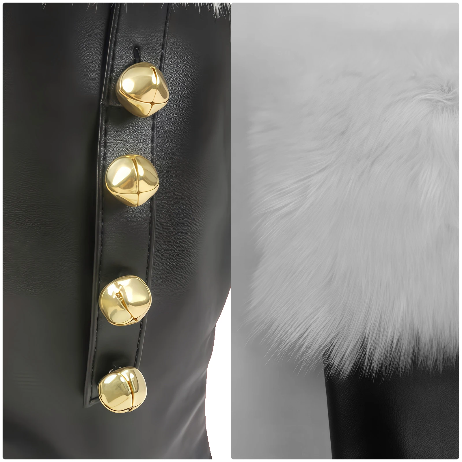 Bottes de saut de père Noël à mollet large pour hommes, poignets en peluche blanche, cloches de pied, sangle pour Noël