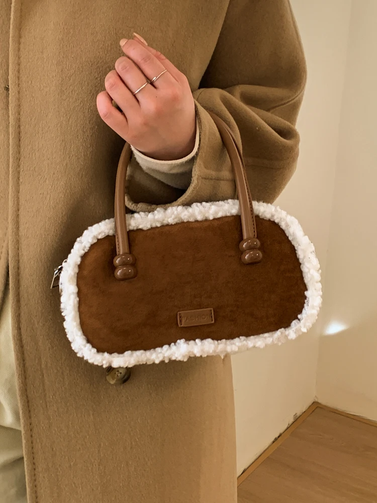 

Commute Fluffy oulder Bag Women's Retro Crossbody Bag Winter New Sle Casual Simple Sle Handbag Pillow ape