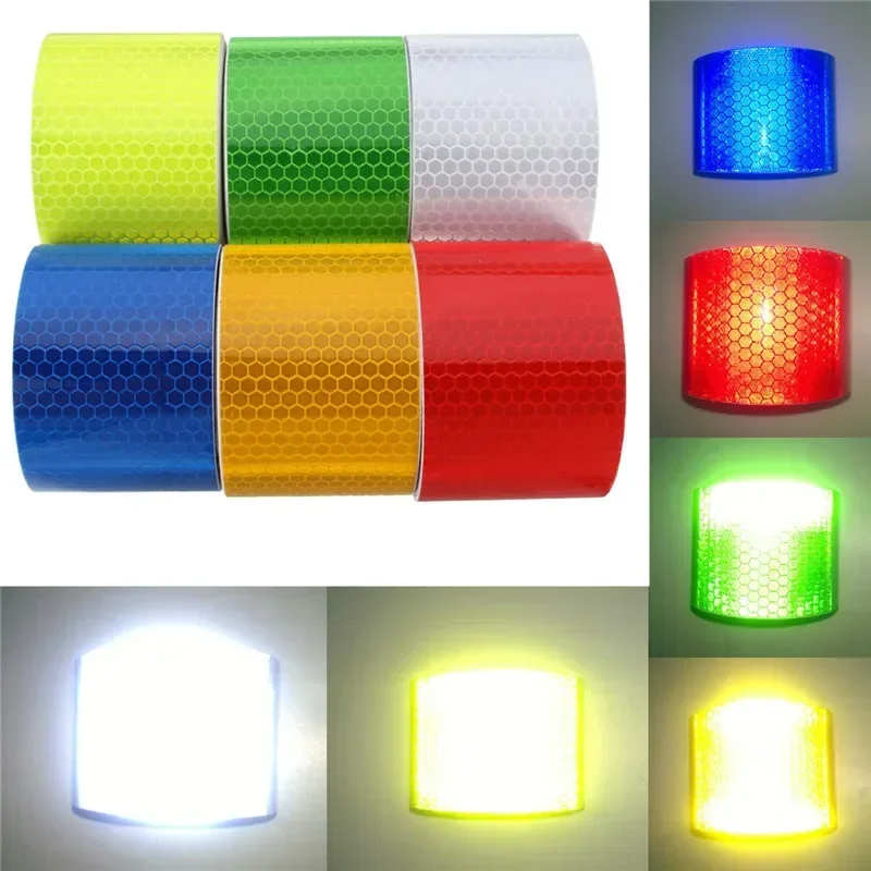 1pcs Waterproof Reflect Light Self Adhesive Caution Warning Safety Security Pure Color Reflective Tape Sticker Tape