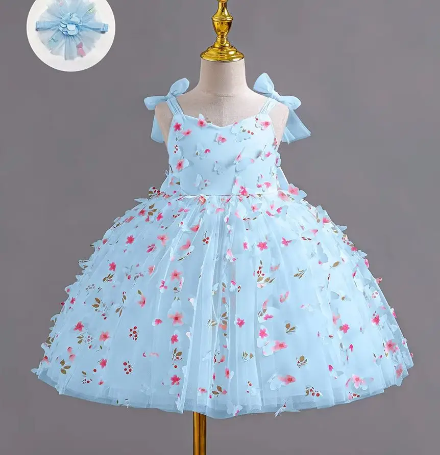 

2026 Girl Summer Dress Girls' Holiday Dresses Tulle Tutu Butterfly Kid Cute Clothes