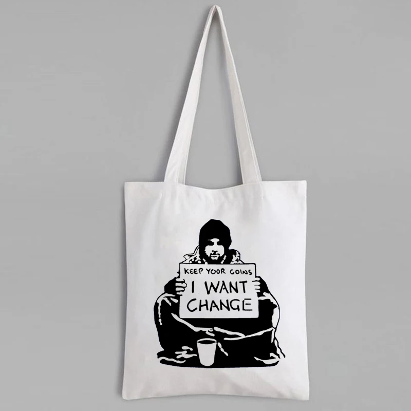 

Art Canvas Bag I Want Change Tote Bag Reusable Shopping Bags Eco Friendly Funny Art Canvas Tote Bag Preppy Style