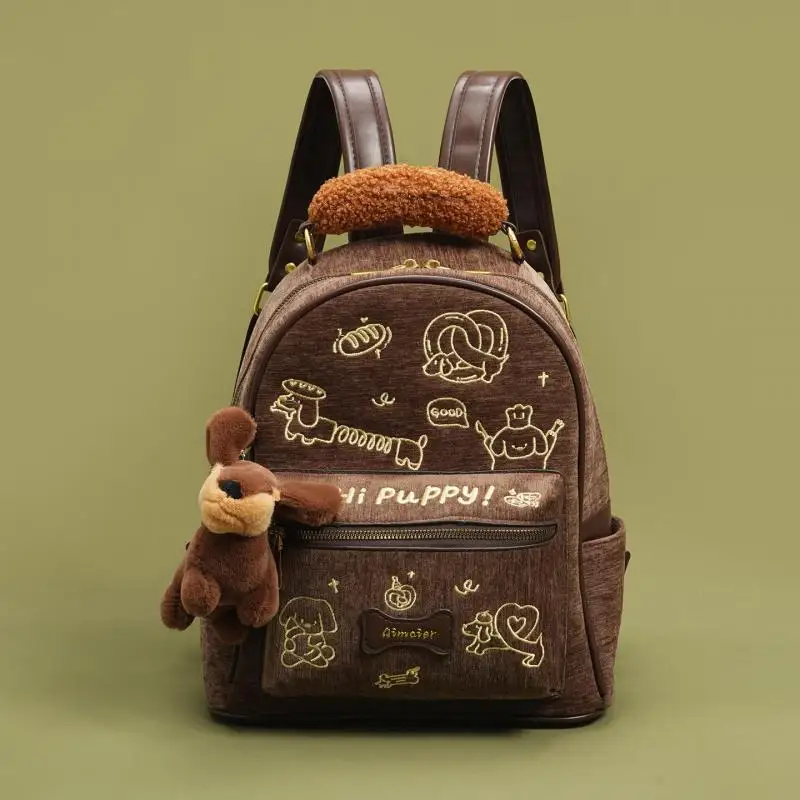 

2026 Autumn / Winter Original Fashion New Canvas Women's Bag Simple Casual Versatile Cartoon Pattern Decoration Backpacks Trendy