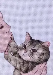 Cross stitch Kit 14CT Canvas Cross Stitch Embroidery Set Craft -7-Cat refuses to kiss 21-23 Cross Stitch Set
