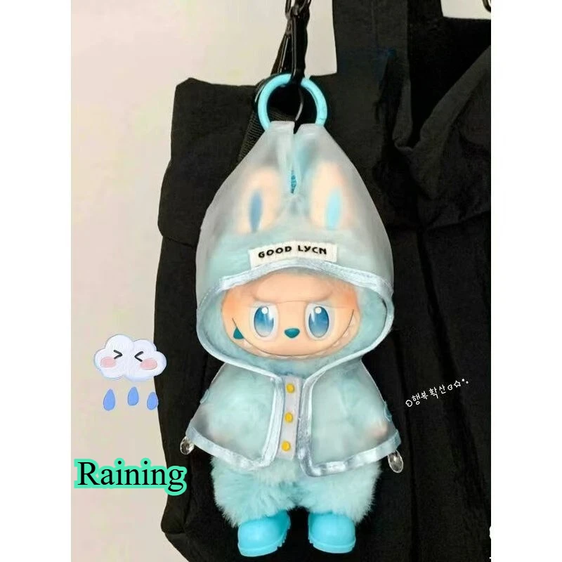 

For 17 Cm Labubu V1/v2/v3 Clothes Summer Doll Clothes Rabbit Ear Raincoat for Labubu Outfit DIY Labubu Clothing Gift