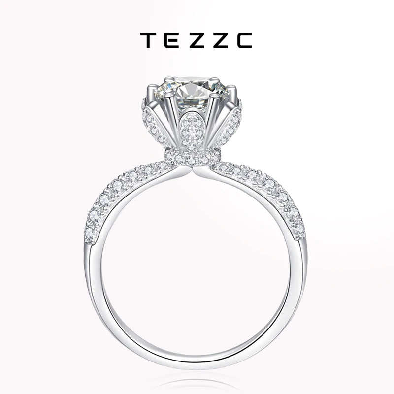 

Tezzc 1-5CT Moissanite Rings VVS1 Lab Diamond Ring for Women 925 Sterling Silver Engagement Promise Wedding Party Band GRA