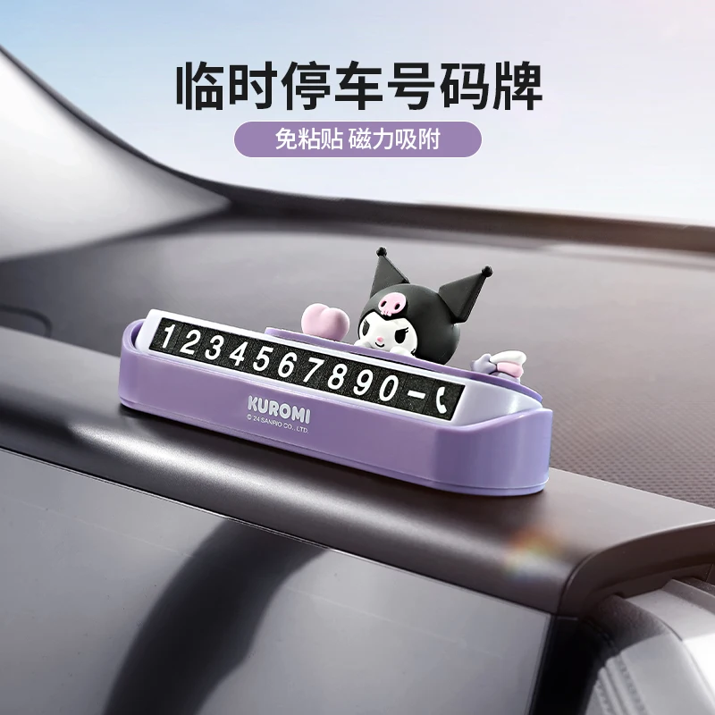 مرحبا كيتي كورومي لطيف رقم وقوف السيارات علامة النساء سيارة نقل الهاتف علامة وقوف السيارات المؤقتة الديكور على متن السيارة