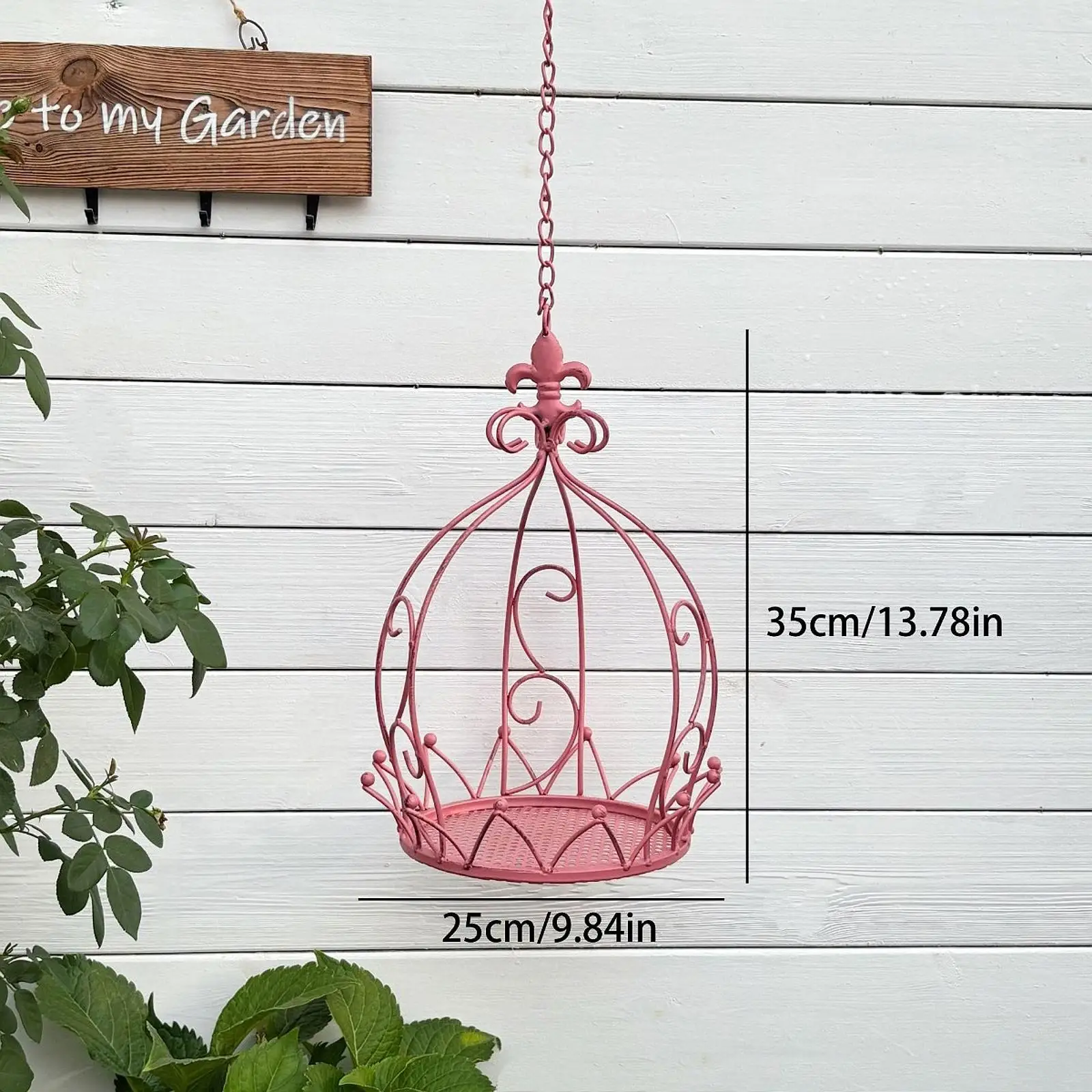 Crown Shaped Hanging Planter Holder Vintage Design Multipurpose Iron Courtyard Sturdy Decorative Flower Container Garden Decor