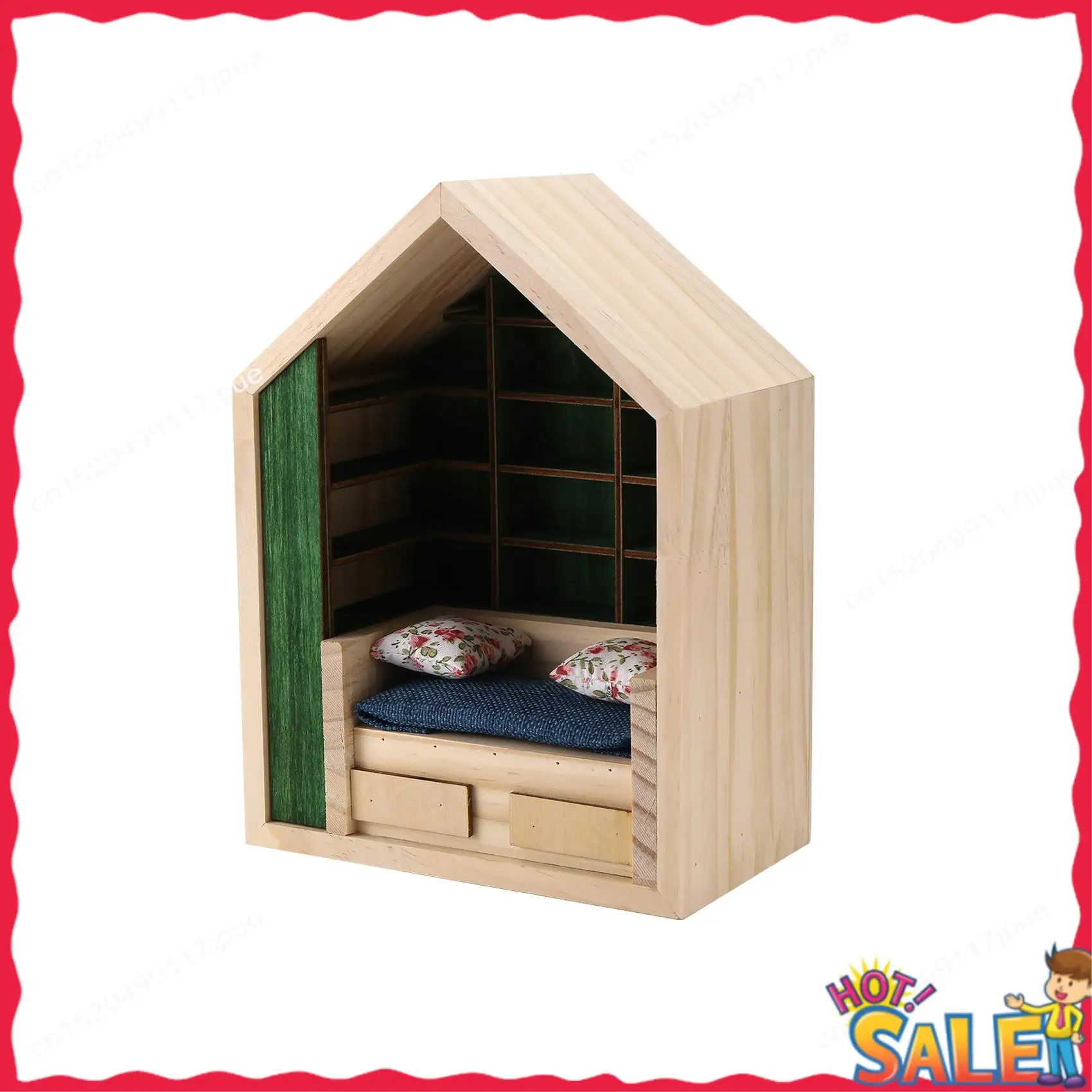 BOFO Relief Anxiety Bookshelf Without Book Miniature Wooden Bookshelf Ornament Stress Reliever Shake Away Your Anxiety