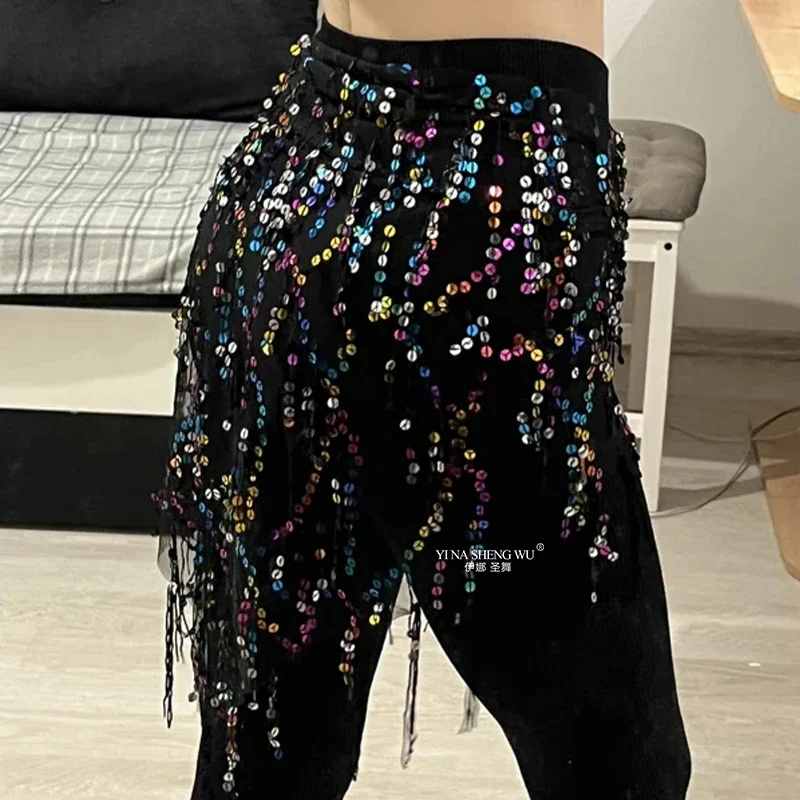 Vrouwen Buikdans Taille Keten Mesh Pailletten Kwastje Thailand India Arabische Buikdans HipScarf Wrap Driehoek Buikdans Accessoires