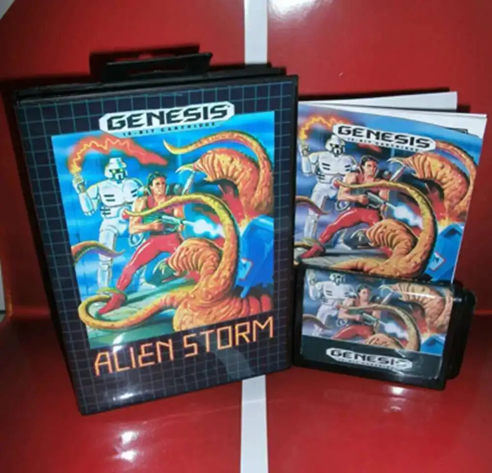 

Alien Storm с коробкой и инструкцией, картридж для 16-битной игровой карты Sega MD, для системы Megadrive Genesis.