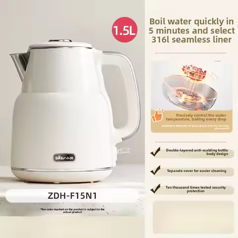 Chaleira Elétrica Bear 220V de Aço Inoxidável com Função Manter Quente para Casa e Escritório
