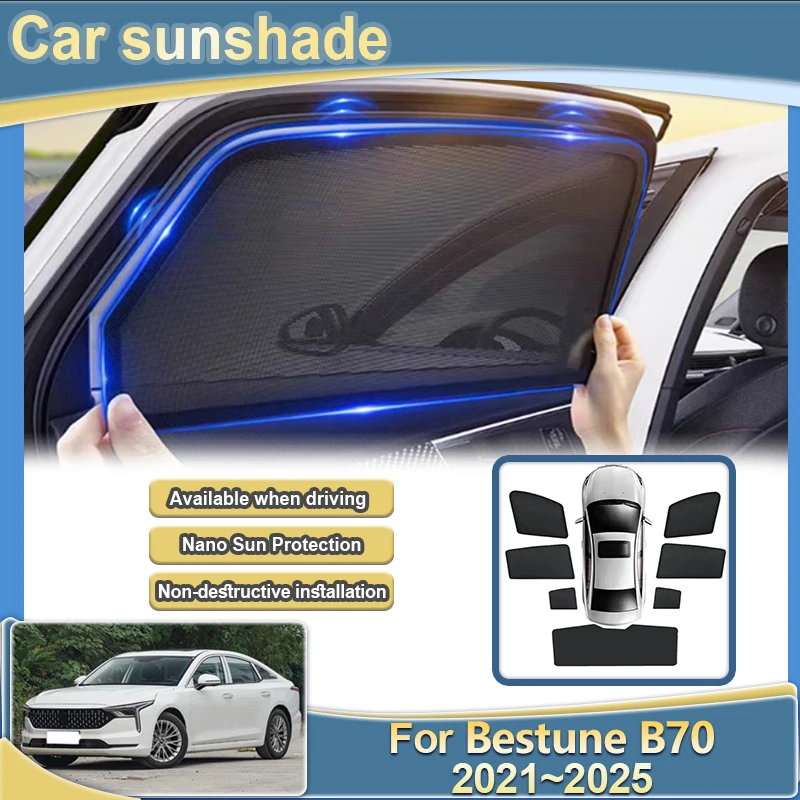 For Bestune B70 2021 2022 2023 2024 2025 Car Mesh Sun Shade Light blocking Curtains Privacy UV Blocking Sunshade Car Accessories