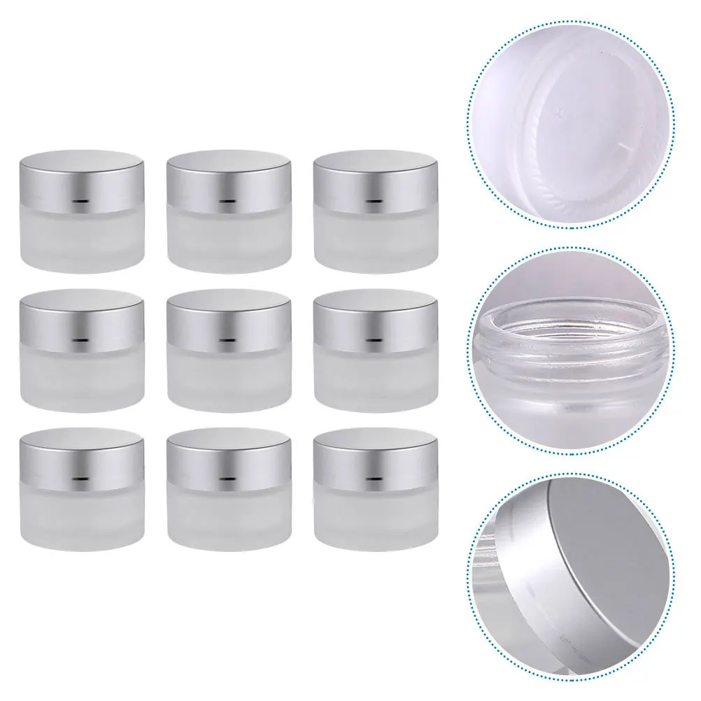 

9Pcs Cream Jar Frosted Glass Leakproof Portable Mini Refillable Container for Skincare Makeup Storage