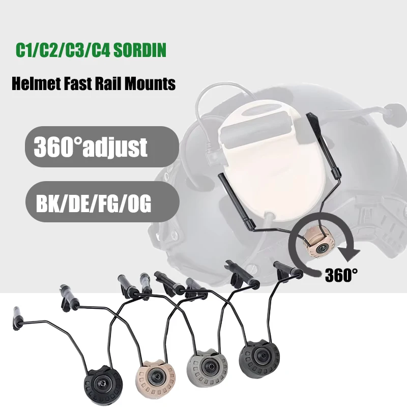 C1 C2 Headset taktis raket Headphone, aksesori komunikasi berburu rel Picatinny 20mm tambah rotasi 360 derajat