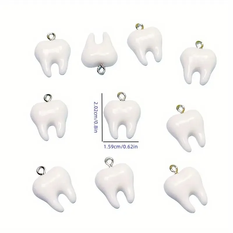 10PCS Cute Tiny White Teeth Resin Charms Mixed Color Design Handcraft Earring Bracelet Necklace Accessories