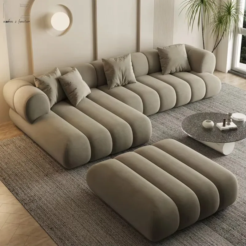 

Sofa Set Furniture Vacuum Compression Beige L-Shaped Section Small Space Apartment
